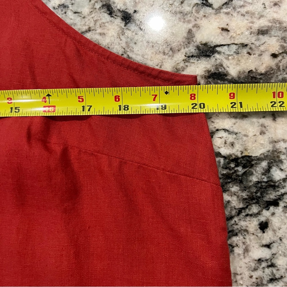 Sigrid Olsen Halter Dress Linen Size Small Above The Knee Rust Red High Neck - Picture 8 of 9